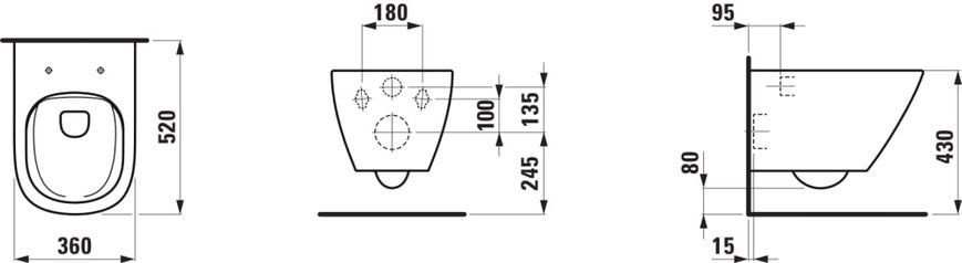 Підвісний унітаз Laufen LUA Rimless Silent Flush 52 см із сидінням з кришкою Slim soft-close H866082000000