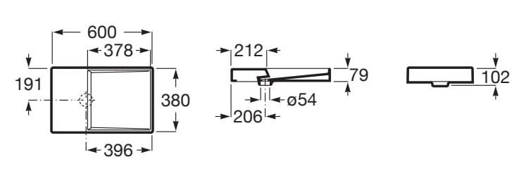 Умивальник накладний Roca Horizon Dash 600x380 A32727900B