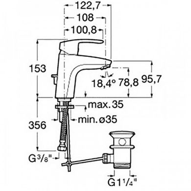 Змішувач для умивальника з донним клапаном Roca MONODIN A5A3098C00