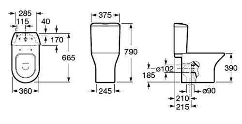 Чаша напольного унитаза Roca Nexo, выпуск универсальный, с комплектом креплений A342640000